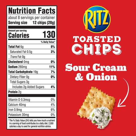 Ritz Nabisco Ritz Sour Cream And Onion Toasted Chips 8.1 oz., PK6 05105